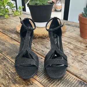 Silver Slipper black heels,9.